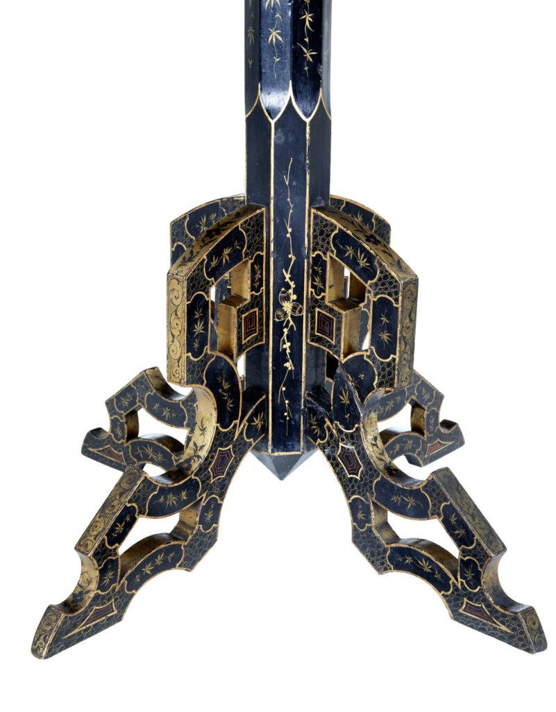 19th Century Black Lacquered Chinoiserie Side Table — image 8