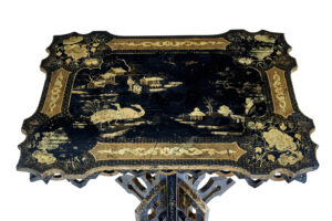 19th Century Black Lacquered Chinoiserie Side Table — thumbnail 5