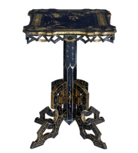 19th Century Black Lacquered Chinoiserie Side Table — thumbnail 2