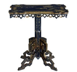 19th Century Black Lacquered Chinoiserie Side Table — thumbnail 3