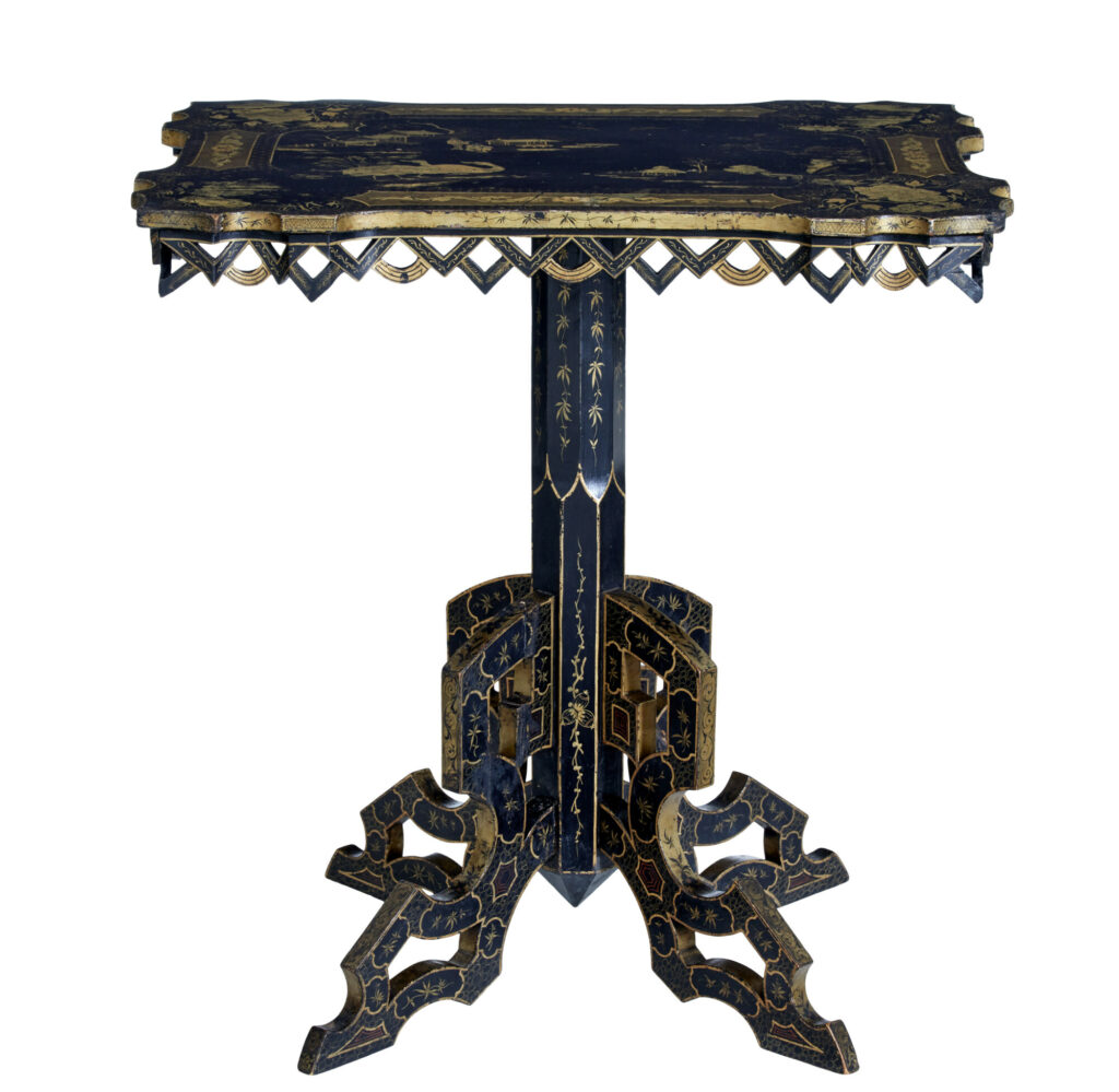 19th Century Black Lacquered Chinoiserie Side Table