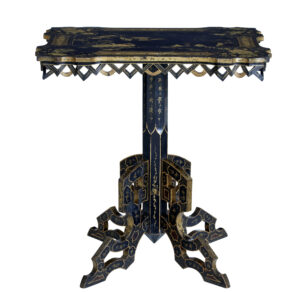19th Century Black Lacquered Chinoiserie Side Table — thumbnail 1