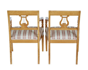 Pair of Early 20th Century Empire Revival Birch Armchairs — thumbnail 3