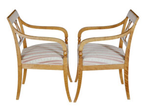 Pair of Early 20th Century Empire Revival Birch Armchairs — thumbnail 2