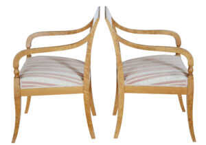 Pair of Early 20th Century Empire Revival Birch Armchairs — thumbnail 4