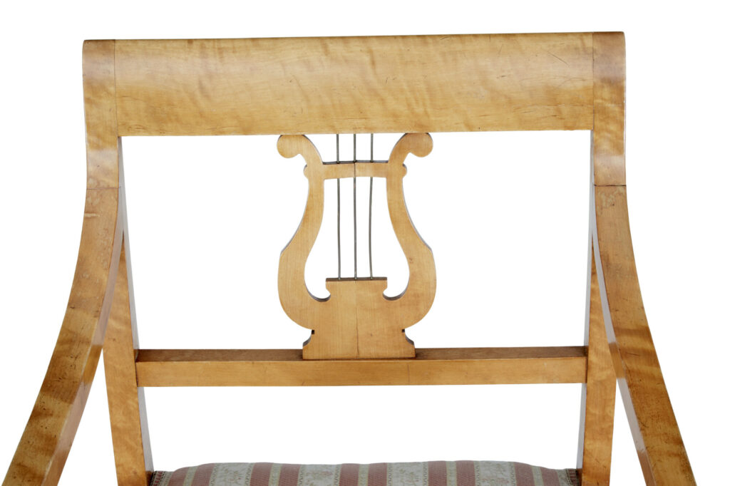 Pair of Early 20th Century Empire Revival Birch Armchairs — image 6