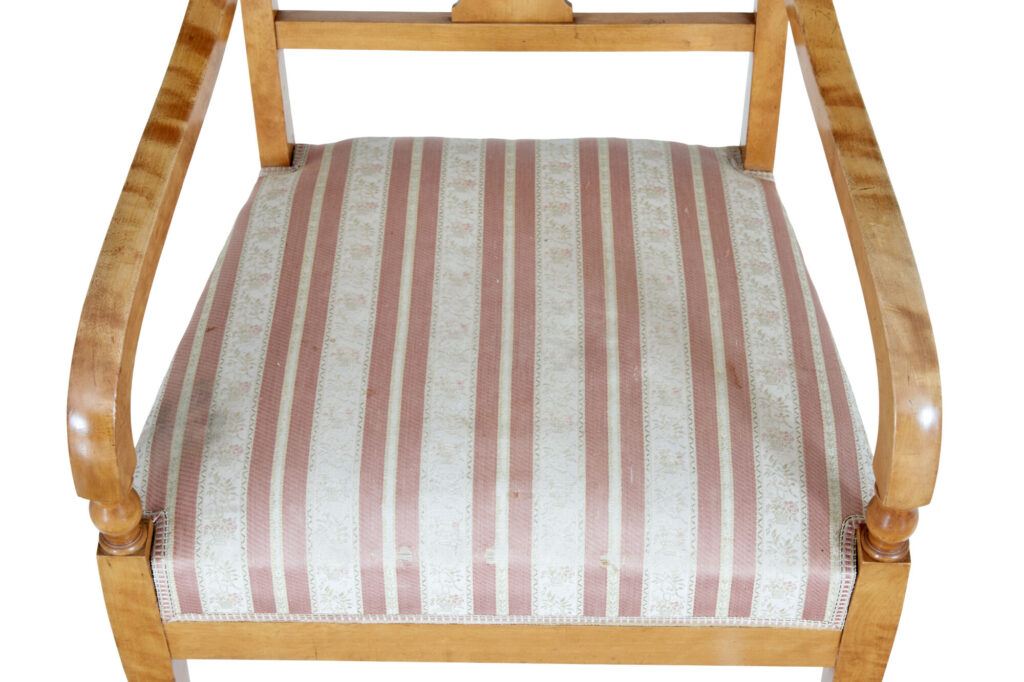 Pair of Early 20th Century Empire Revival Birch Armchairs — image 5