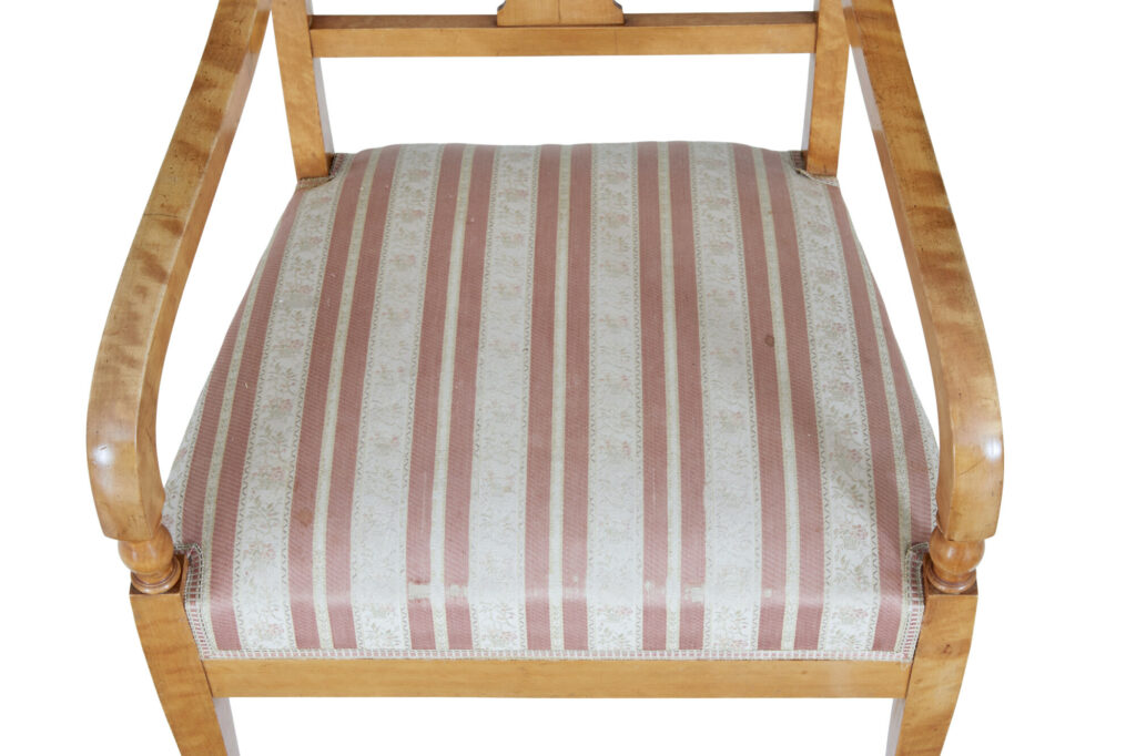 Pair of Early 20th Century Empire Revival Birch Armchairs — image 7