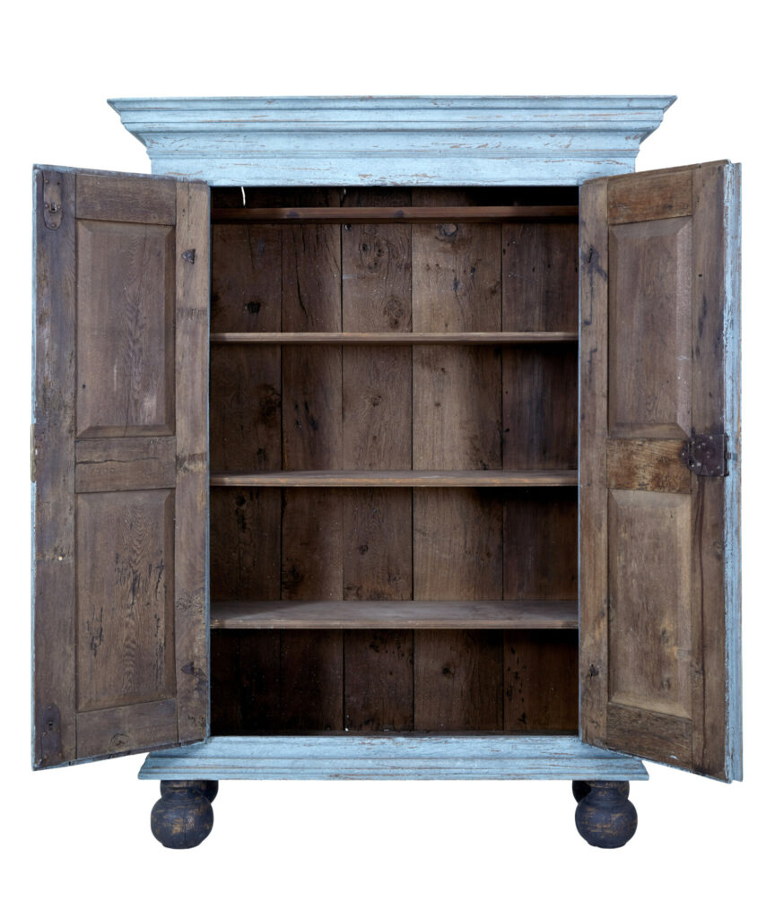 18th Century Painted Carved Oak Baroque Cupboard — image 2
