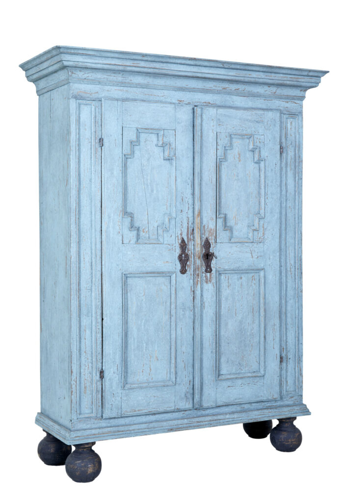 18th Century Painted Carved Oak Baroque Cupboard