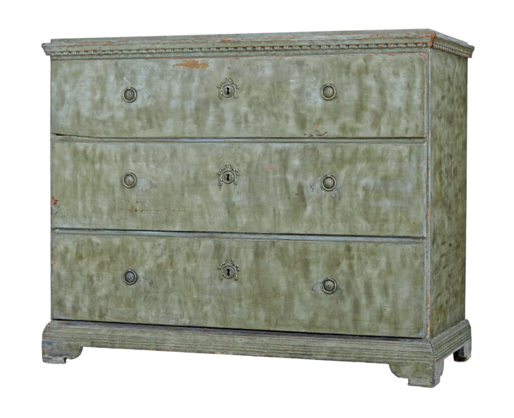Swedish Hand Painted 19th Century Pine Chest of Drawers