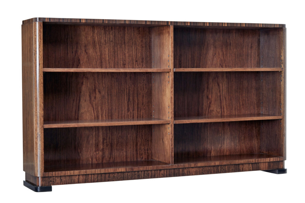 Scandinavian Art Deco Mahogany and Kingwood Open Bookcase