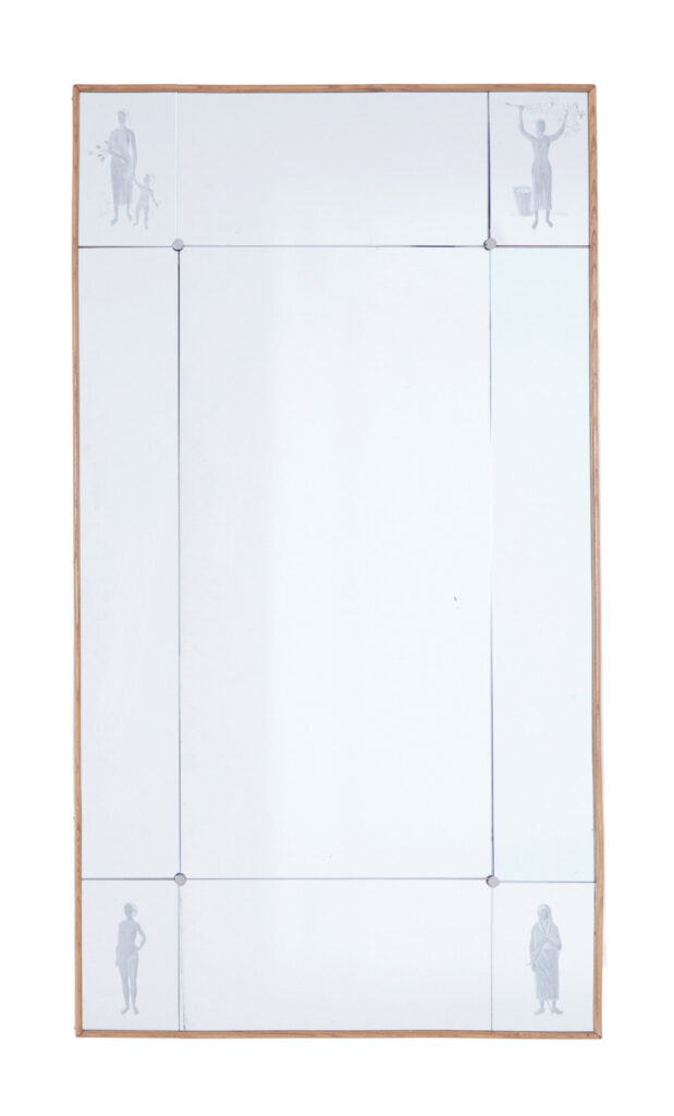 Mid 20th Century Swedish Etched Wall Mirror