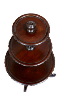 19th Century Small 3 Tier Piecrust Mahogany Cake Stand — thumbnail 5