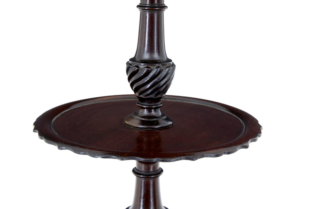 19th Century Small 3 Tier Piecrust Mahogany Cake Stand — image 3