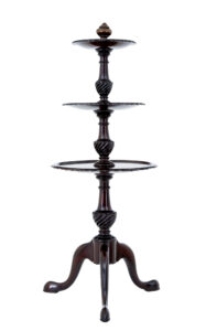 19th Century Small 3 Tier Piecrust Mahogany Cake Stand — thumbnail 1