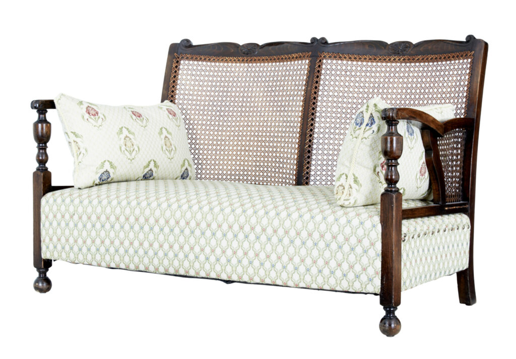 20th Century Oak Cane Work Sofa — image 8