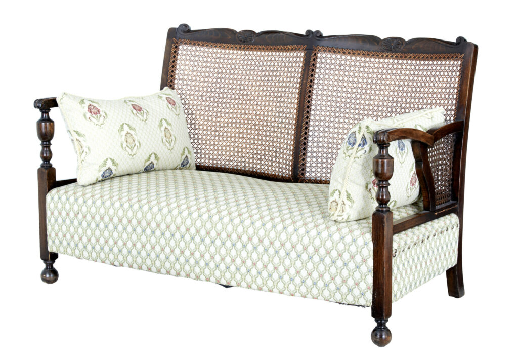 20th Century Oak Cane Work Sofa
