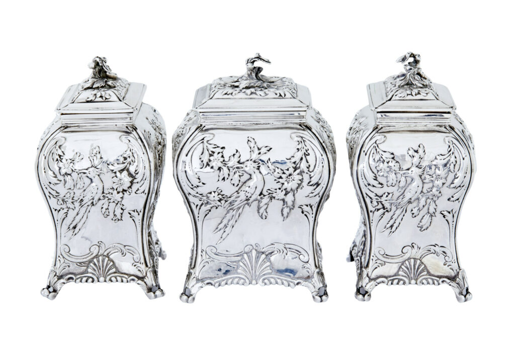 Rare Set of 3 Georgian Tea Caddies by Emick Romer — image 17
