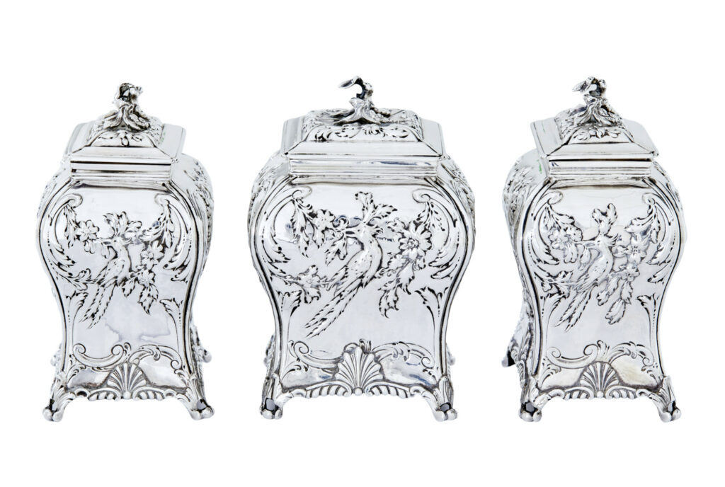 Rare Set of 3 Georgian Tea Caddies by Emick Romer — image 2