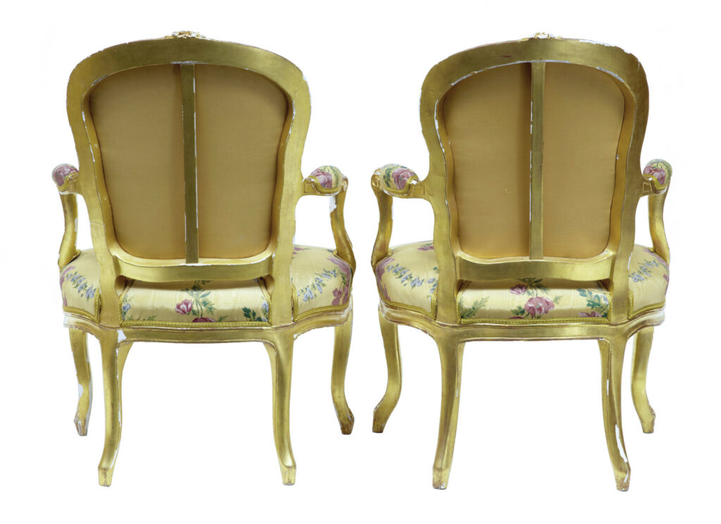 Near Pair of 18th Century Louis Xv Gilt Armchairs by Michard — image 4