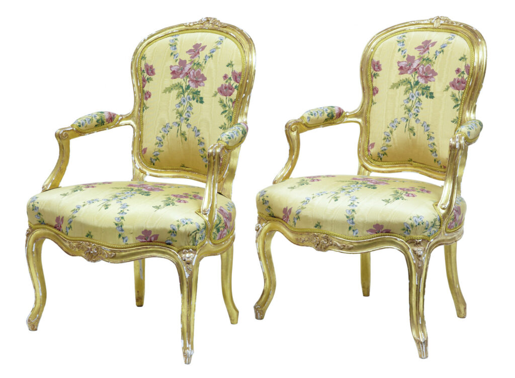 Near Pair of 18th Century Louis Xv Gilt Armchairs by Michard — image 2
