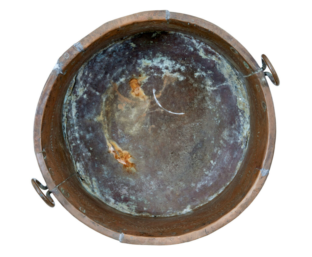 19th Century Embossed Brass Copper Cooking Pot — image 6