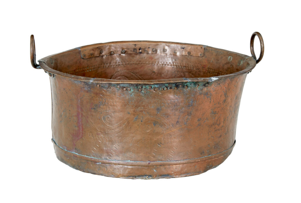 19th Century Embossed Brass Copper Cooking Pot — image 2
