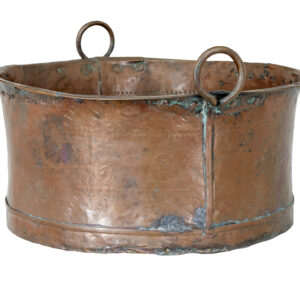 19TH CENTURY EMBOSSED BRASS COPPER COOKING POT