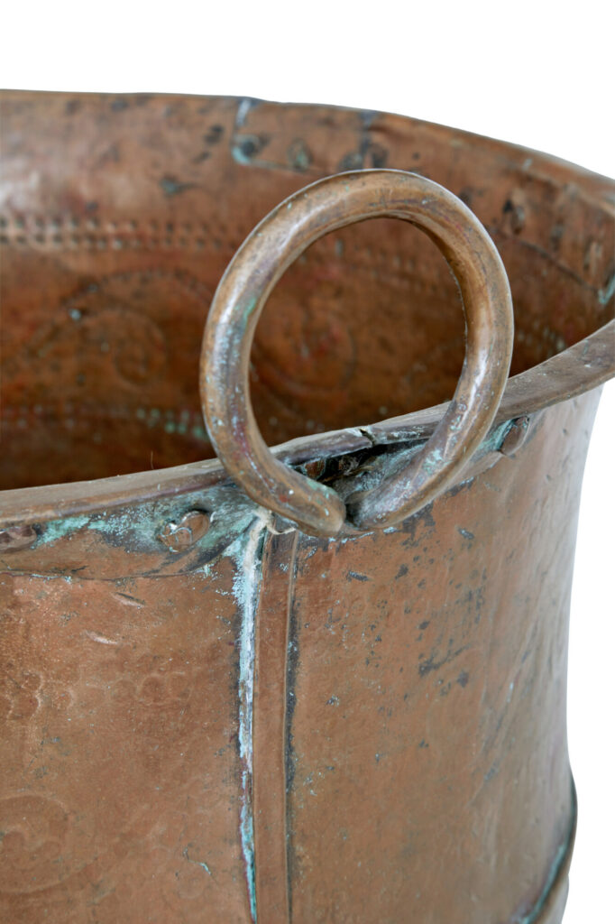 19th Century Embossed Brass Copper Cooking Pot — image 8