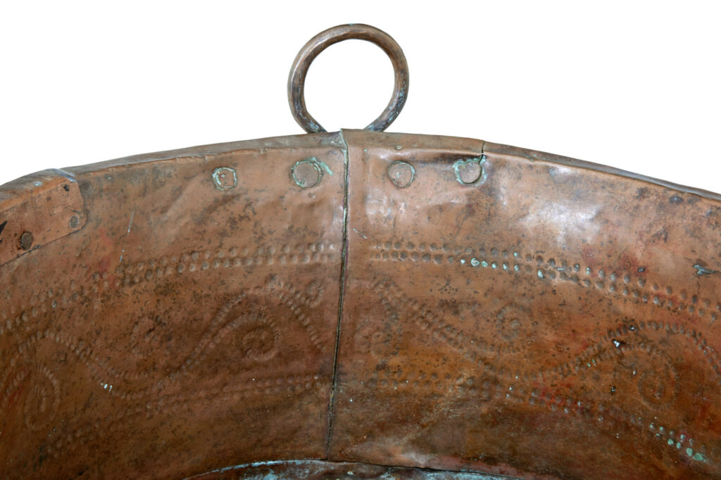 19th Century Embossed Brass Copper Cooking Pot — image 7