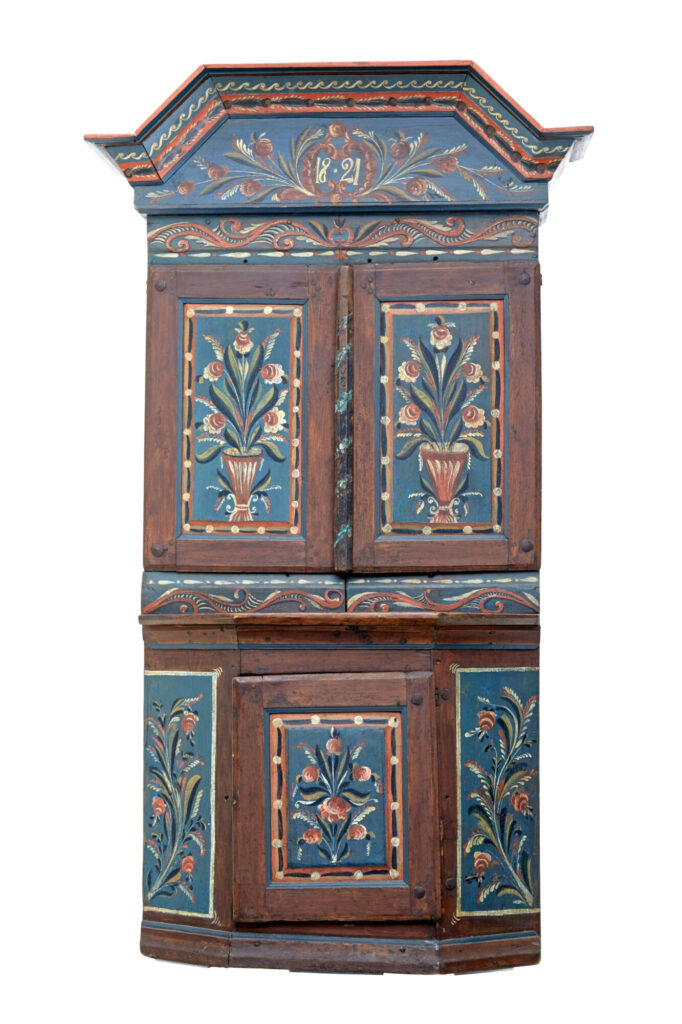 Traditional Rustic Swedish Painted Pine Cupboard