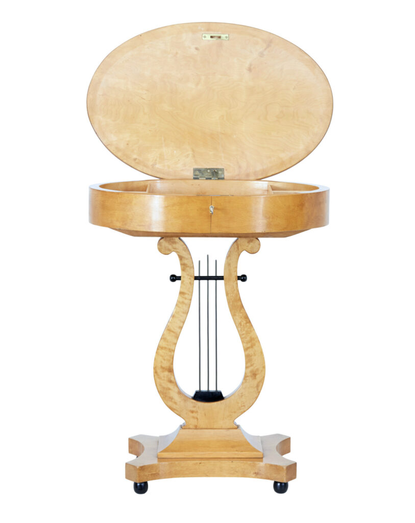 Swedish Birch Lyre Form Side Table — image 2