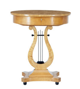 Swedish Birch Lyre Form Side Table — thumbnail 1