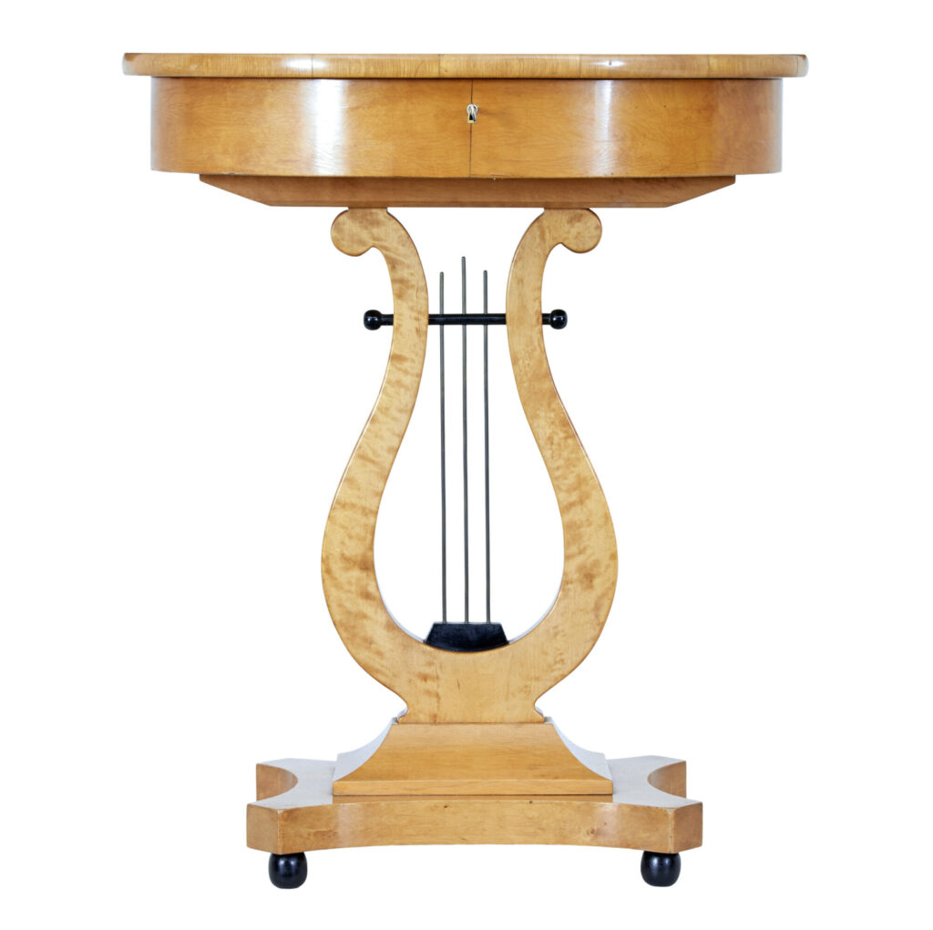 Swedish Birch Lyre Form Side Table — image 3