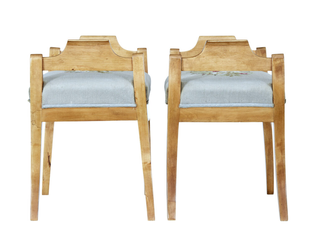 Pair of Early 20th Century Birch Stools — image 3