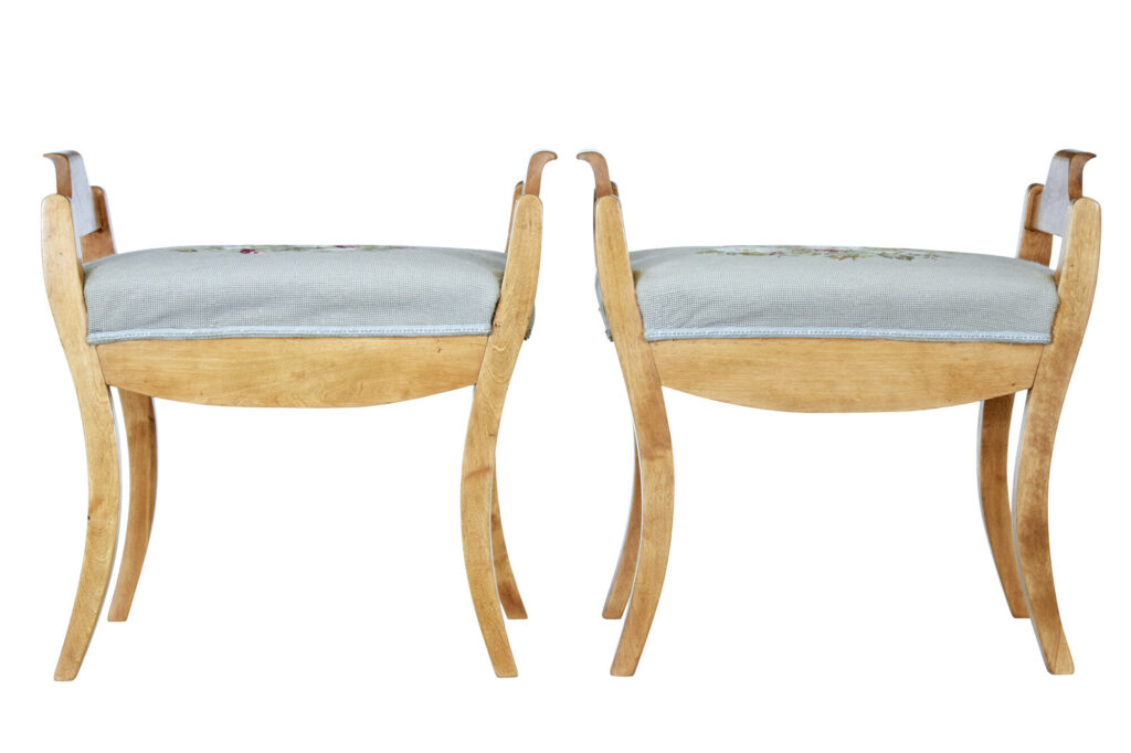 Pair of Early 20th Century Birch Stools — image 4