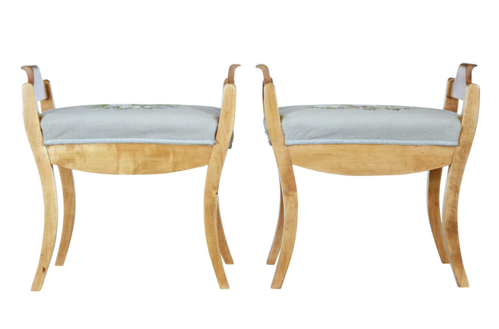 Pair of Early 20th Century Birch Stools — image 2