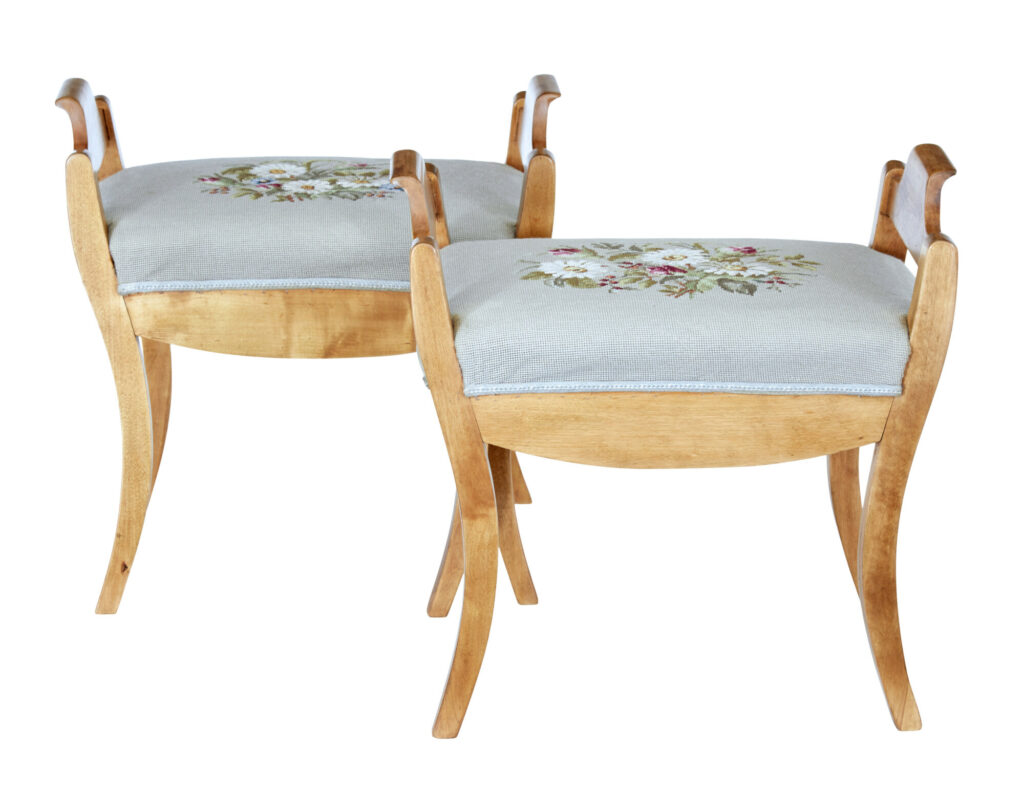 Pair of Early 20th Century Birch Stools