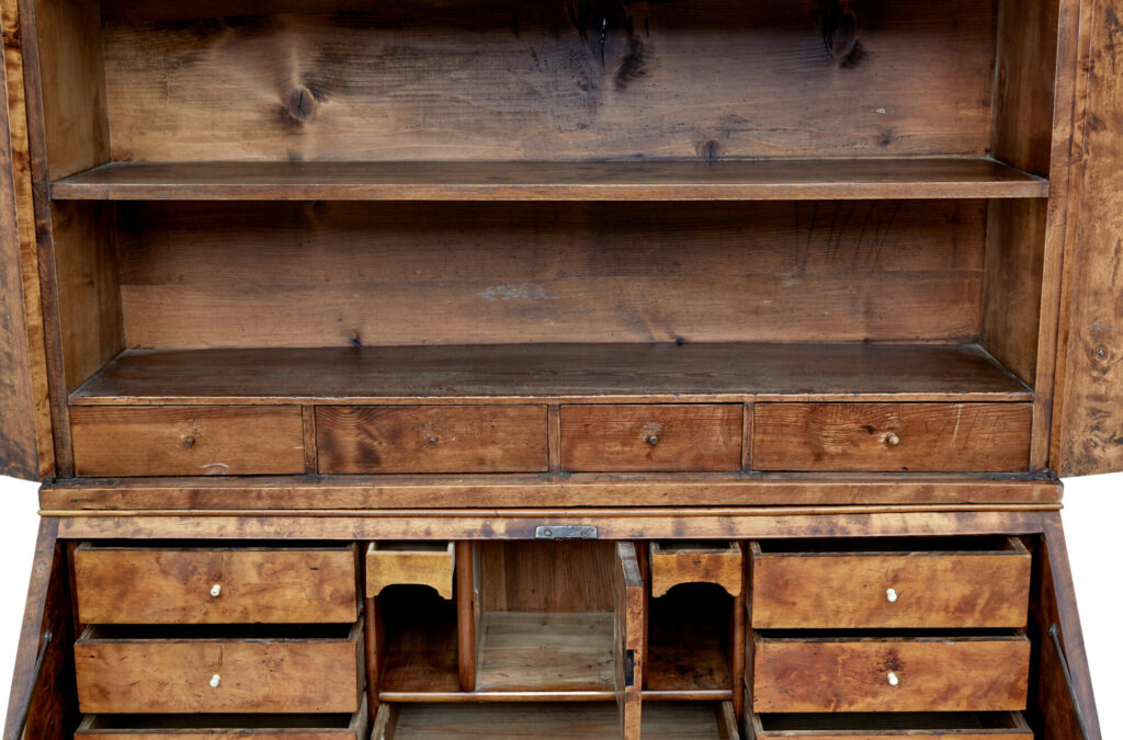19th Century Swedish Birch Bureau Bookcase — image 10