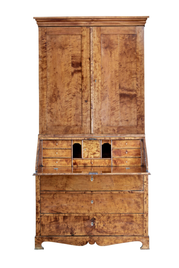 19th Century Swedish Birch Bureau Bookcase — image 3