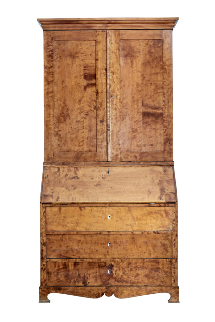 19TH CENTURY SWEDISH BIRCH BUREAU BOOKCASE