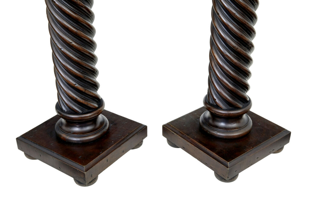 Small Pair of Late 19th Century Mahogany Barley Twist Columns — image 5