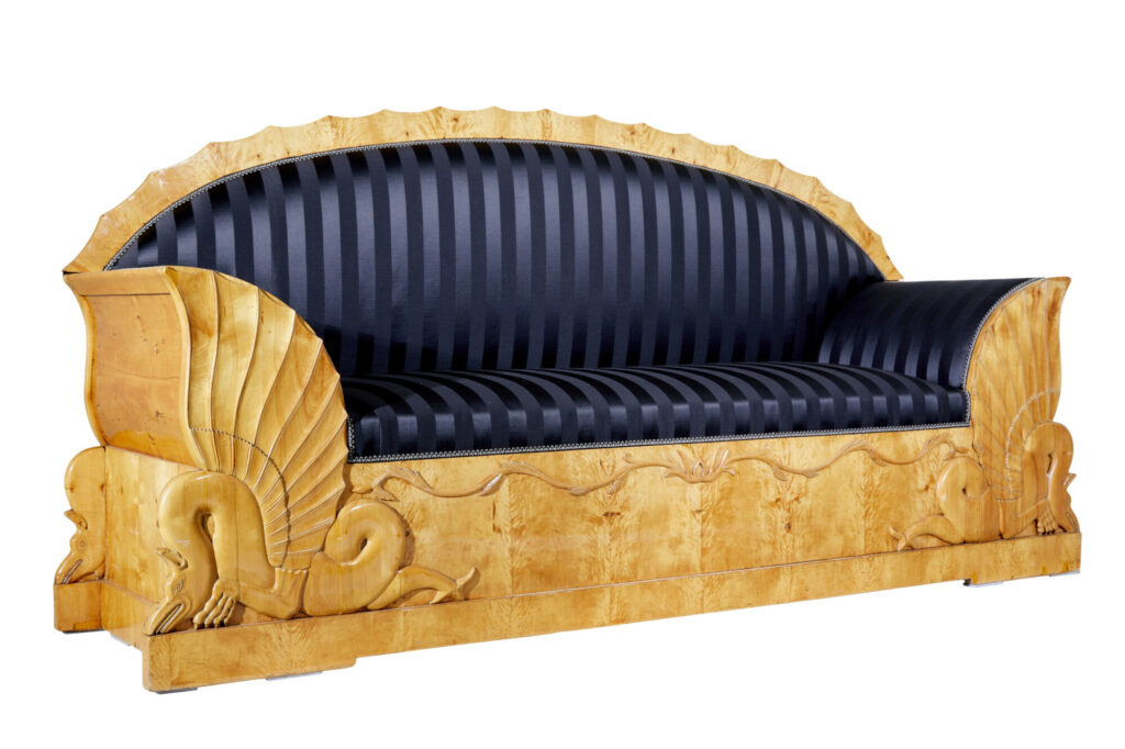 Impressive 19th Century Empire Carved Birch Sofa — image 1