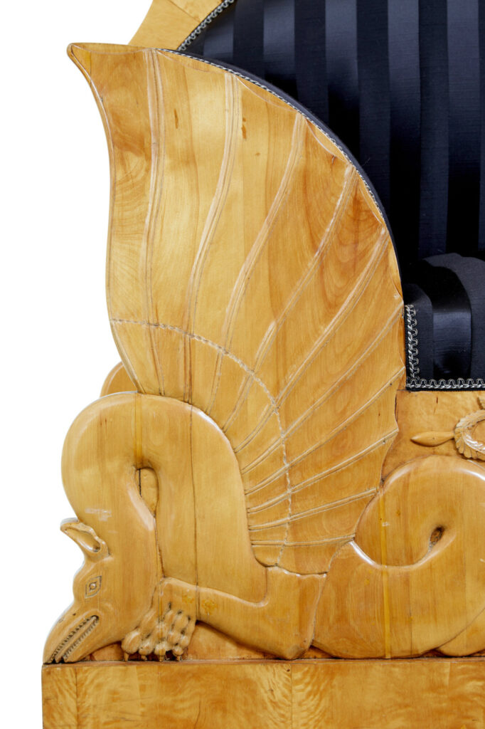 Impressive 19th Century Empire Carved Birch Sofa — image 6