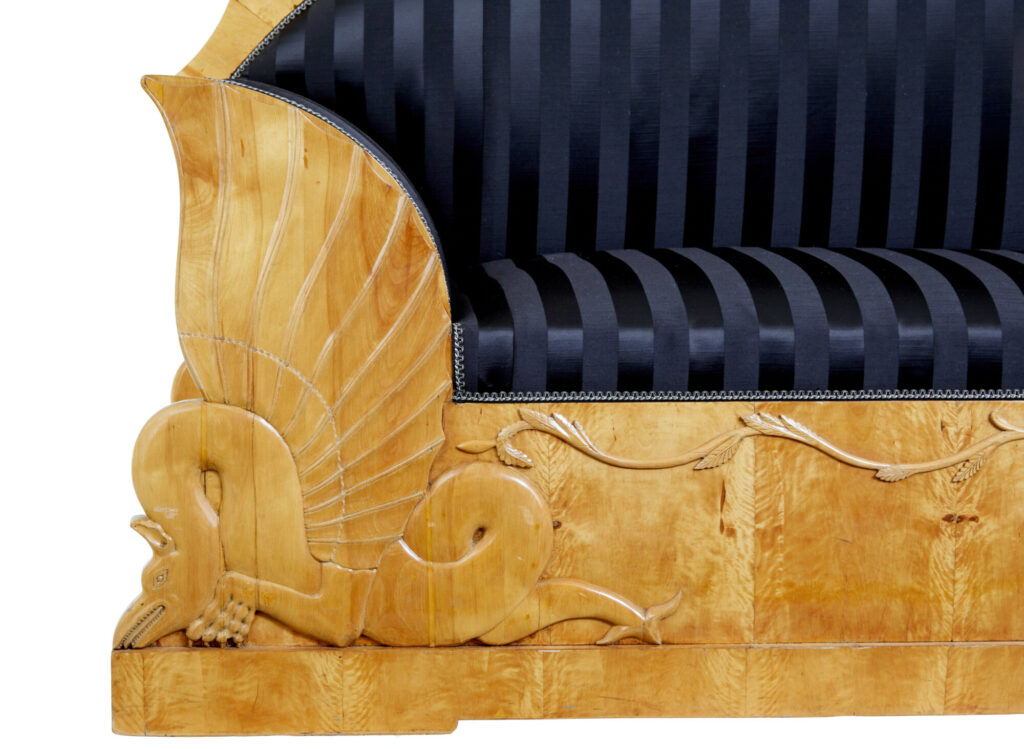 Impressive 19th Century Empire Carved Birch Sofa — image 7