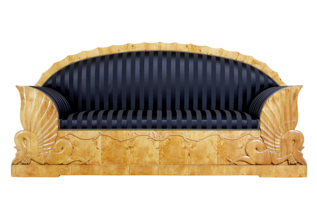 Impressive 19th Century Empire Carved Birch Sofa — image 4