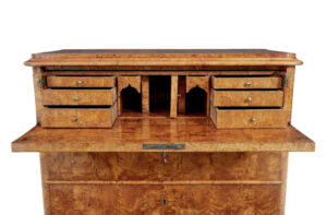 Swedish 19th Century Burr Birch Secretaire Chest of Drawers — thumbnail 5