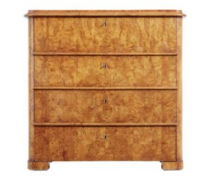 Swedish 19th Century Burr Birch Secretaire Chest of Drawers — thumbnail 1