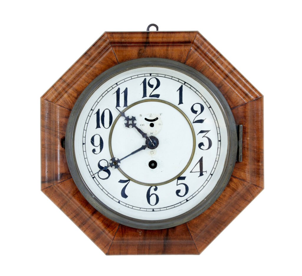 ART DECO WALNUT WALL CLOCK BY JUNGHANS